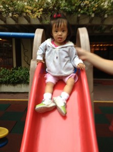 This hotel has been amazing, they have a little playground on the 4th floor for the kids!  Amelia loves the slide!